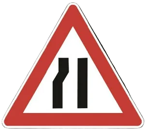 saobracajni znak Suženje puta sa leve strane