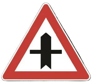 saobracajni znak Ukrštanje sa sporednim putem pod pravim uglom