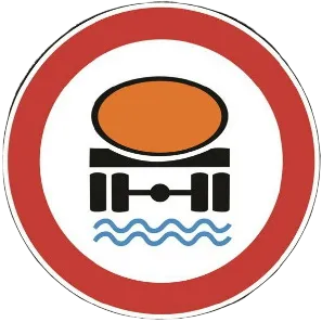 saobracajni znak Zabrana saobraćaja za vozila koja prevoze materiju koje mogu da izazovu zagađivanje vode