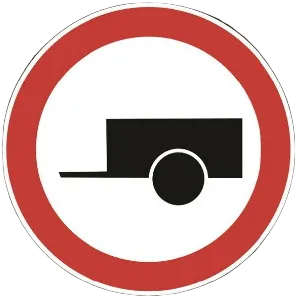 saobracajni znak Zabrana saobraćaja za vozila koja vuku priključno vozilo