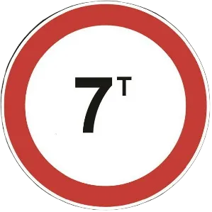 saobracajni znak Zabrana saobraćaja za sva vozila čija ukupna masa prelazi određenu masu